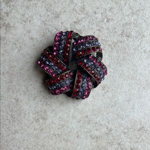 Monet Red and Pink Crystal Butterfly Brooch